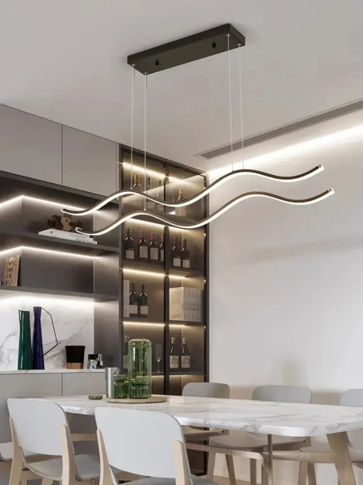 Modern wavy white led pendant light for nordic style dining room