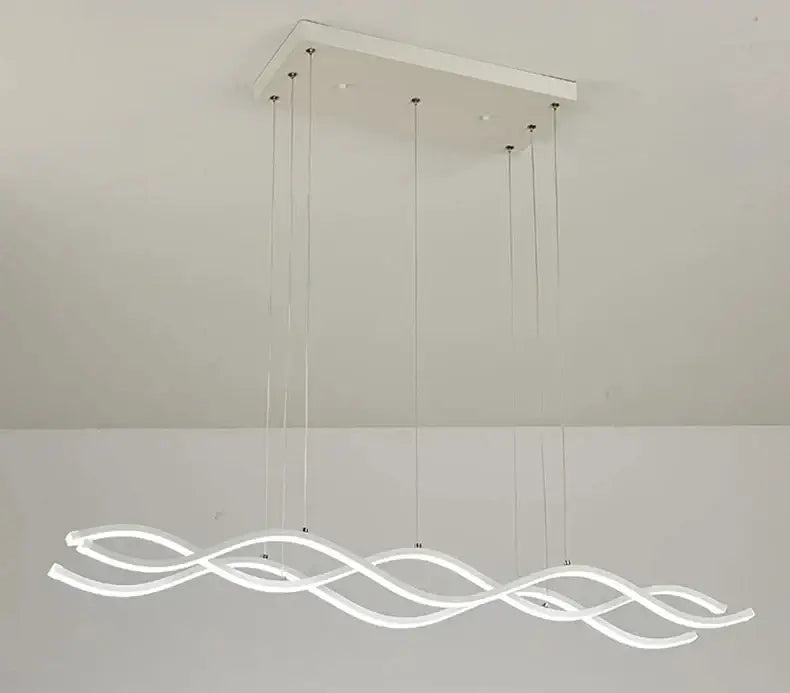 Modern wavy white led pendant light for nordic style dining room