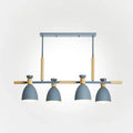 Modern gray and wood linear pendant island light kitchen fixture