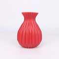 Glossy ribbed plastic flower vase set for living room decor