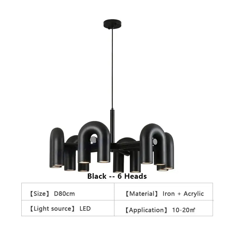 Modern blue u shape led ceiling chandelier for living room