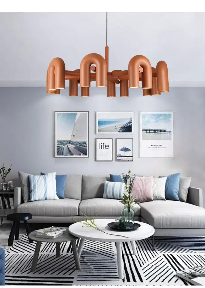 Modern gray eight u shape led ceiling chandelier living room