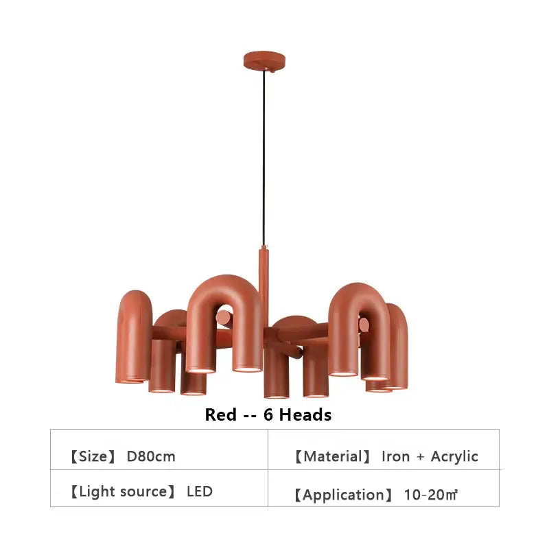 Modern blue u shape led ceiling chandelier for living room
