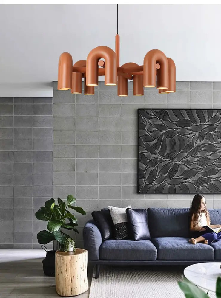 Modern gray eight u shape led ceiling chandelier living room
