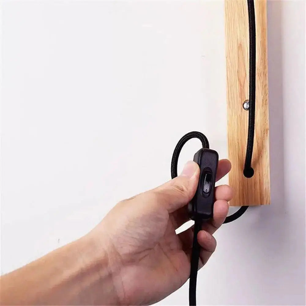 Modern black and wood mida wall sconce bedroom plug in light