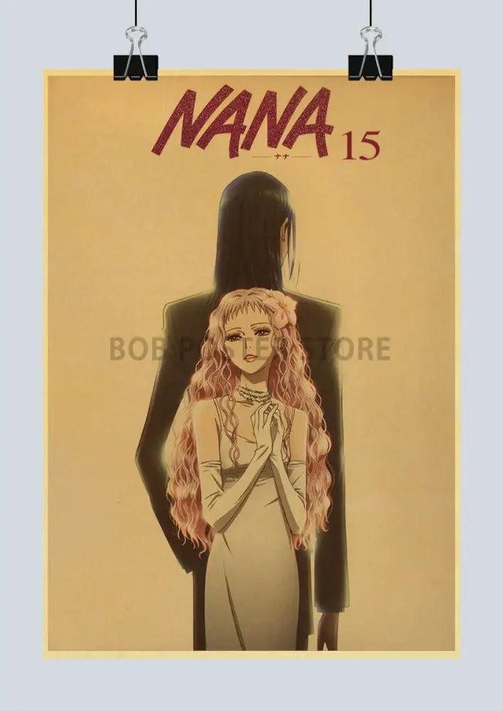Retro kraft paper anime nana framed poster set kitchen wall decor