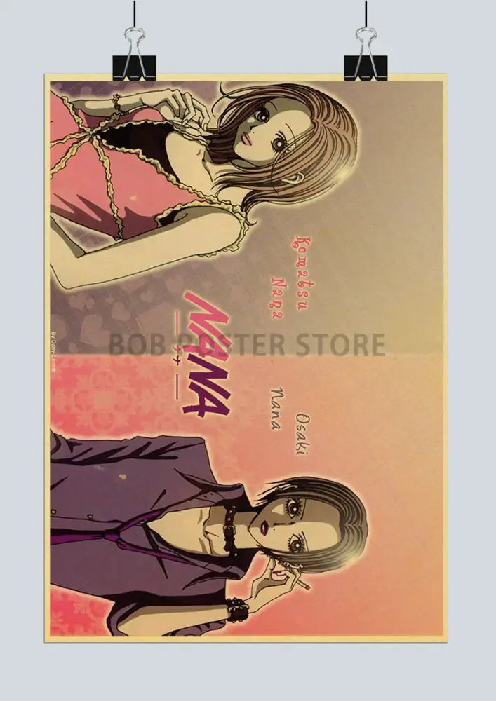 Retro kraft paper anime nana framed poster set kitchen wall decor