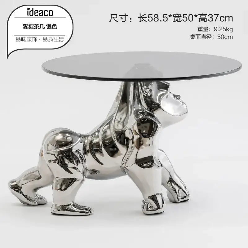 Decorbites octopus glass gold resin side table living room accent