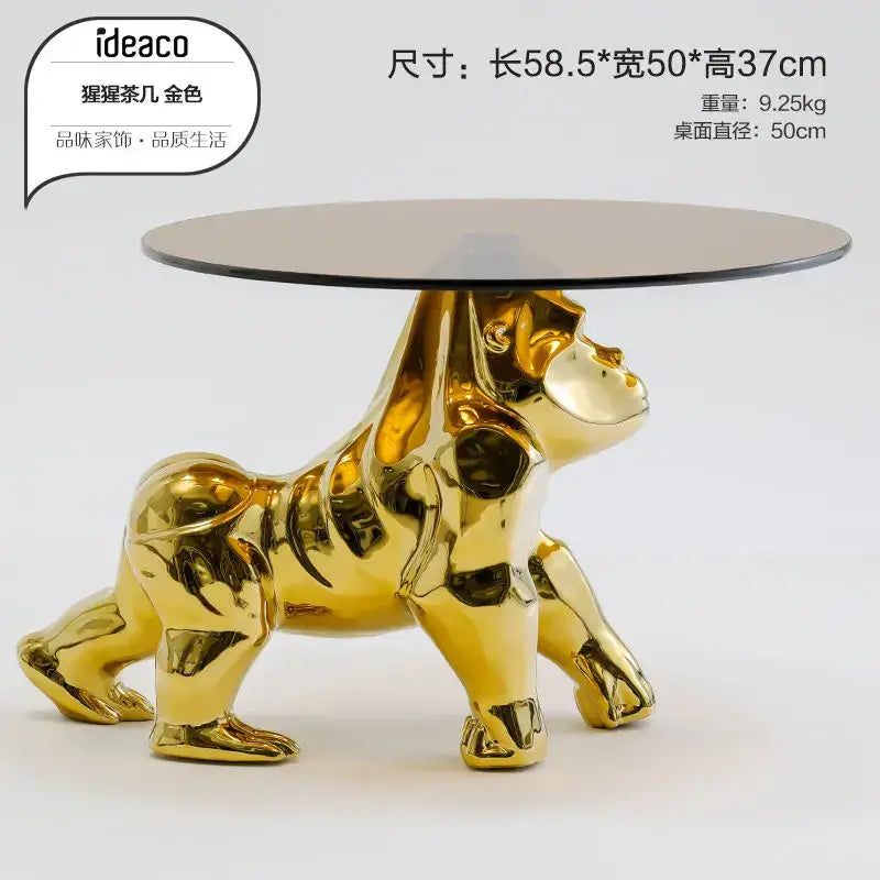 Decorbites octopus glass gold resin side table living room accent