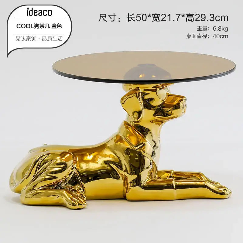 Decorbites octopus glass gold resin side table living room accent