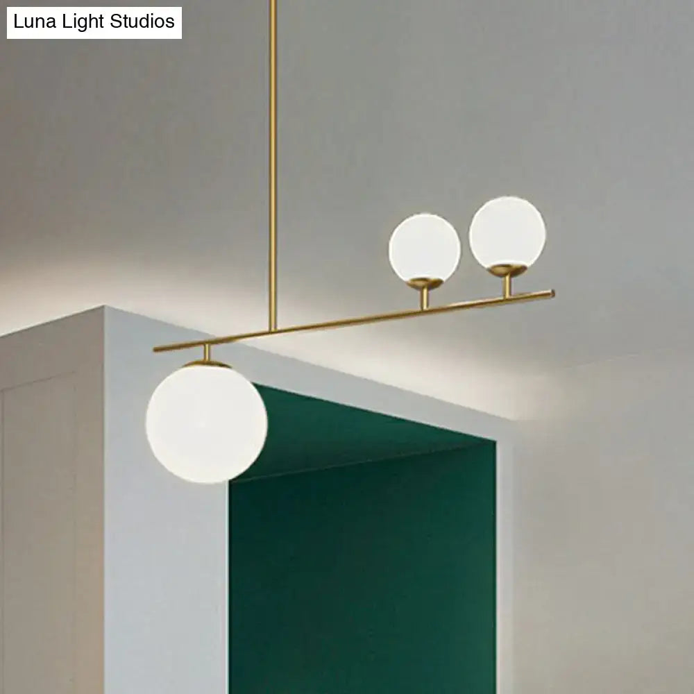 Modern brass globe hanging lamp kitchen island three light pendant