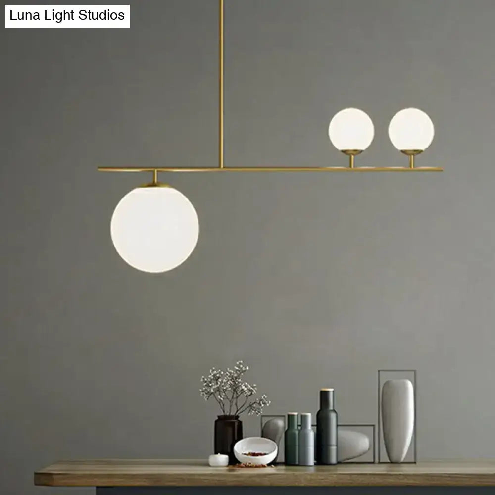 Modern brass globe hanging lamp kitchen island three light pendant