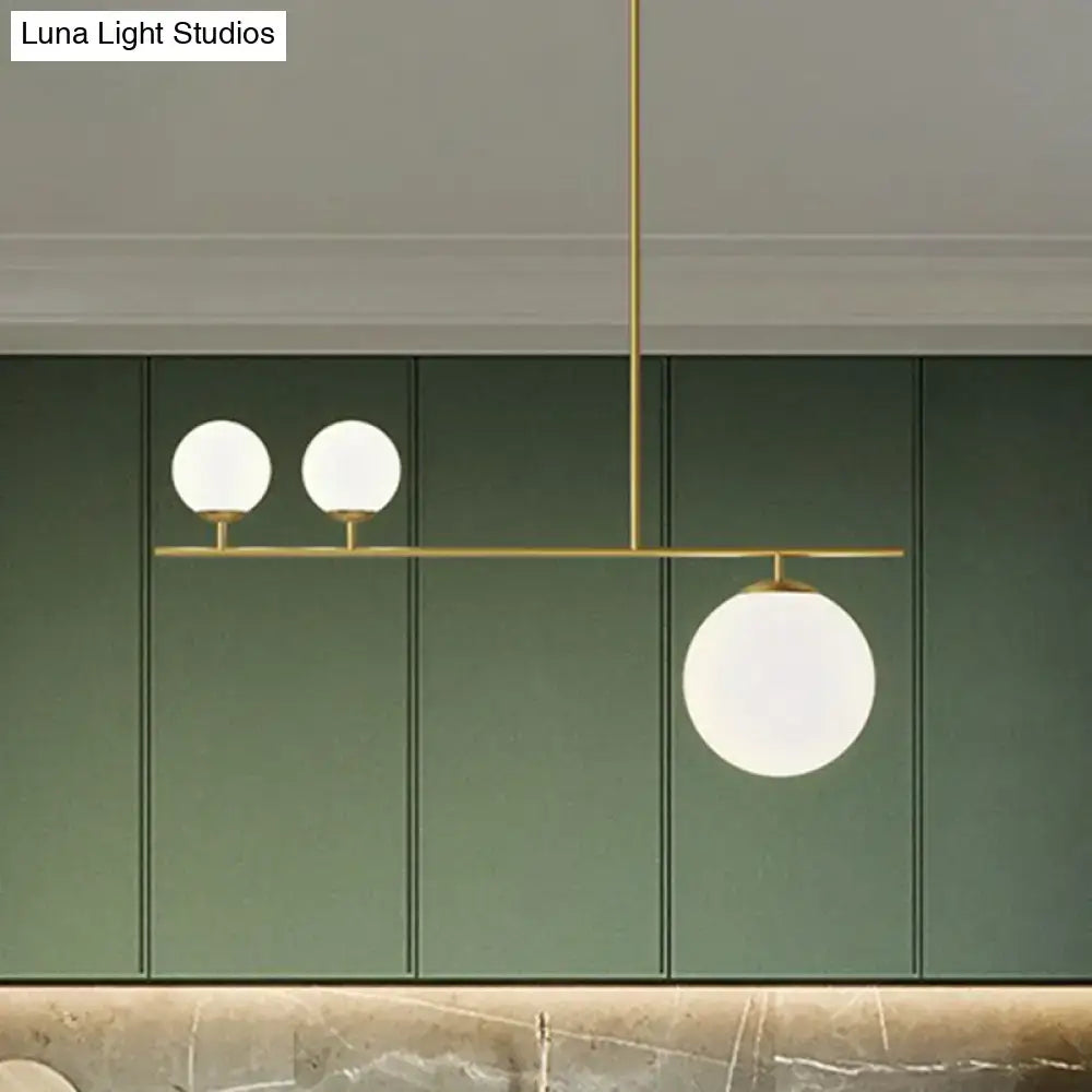 Modern brass globe hanging lamp kitchen island three light pendant