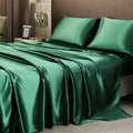 Opulent cream satin bedding set with fitted sheet for bedroom