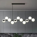 Modern black 11 light white glass shade chandelier – dining room