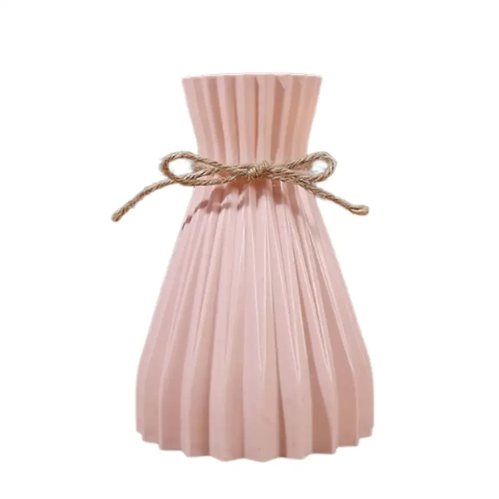 Origami style pink blue and white plastic flower vase living room