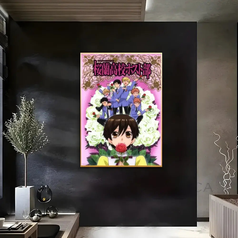 Anime pink & white high school host club poster bedroom wall art