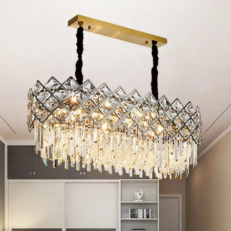 Modern gold crystal island light fixture dining room chandelier
