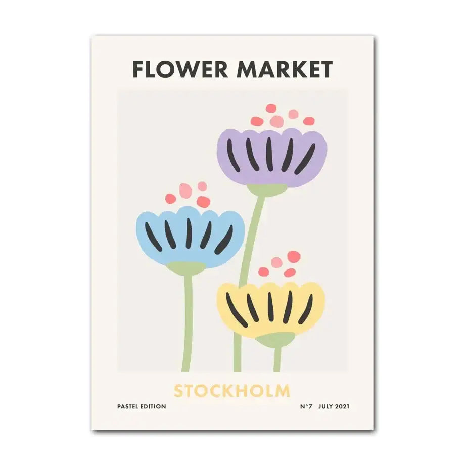 Pastel smiley flower canvas wall art bedroom floral decor