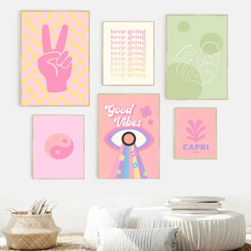 Pastel smiley flower canvas wall art bedroom floral decor