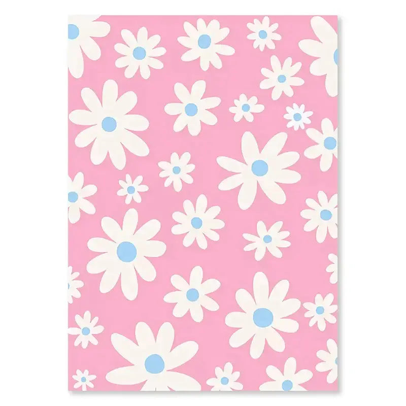 Modern pink capri smiley flower wall art poster bedroom decor