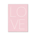 Minimalist pink and white love wall art bedroom room decor