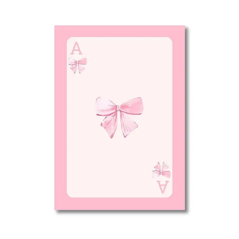Watercolor pink bows and cherries art set bedroom wall art