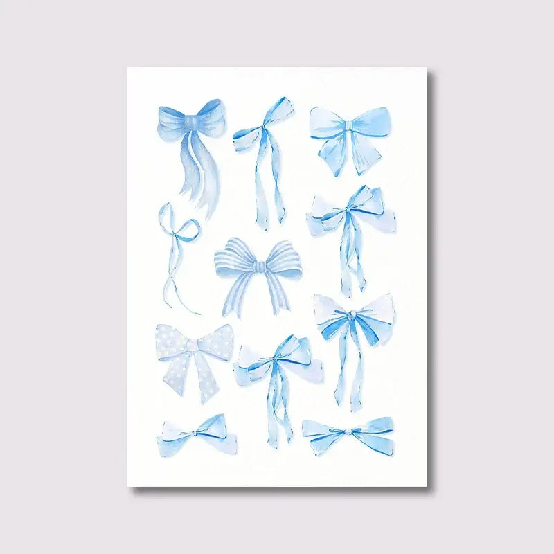 Watercolor pink bows and cherries art set bedroom wall art