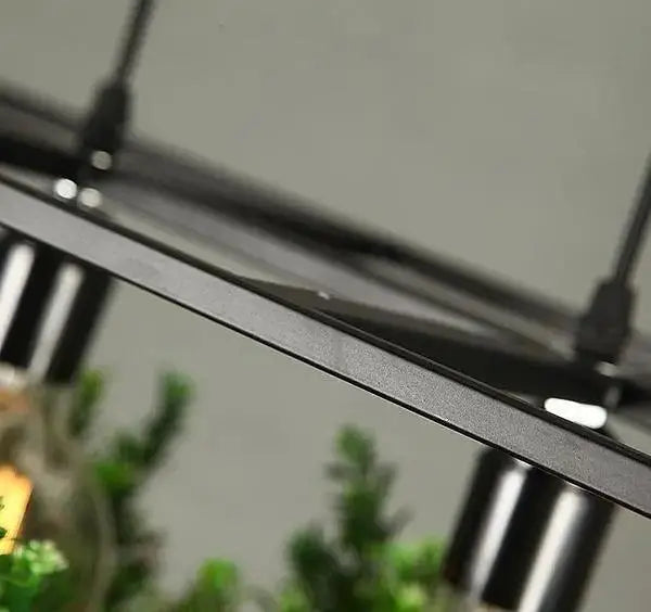 Industrial black metal planter light chandelier dining room pendant