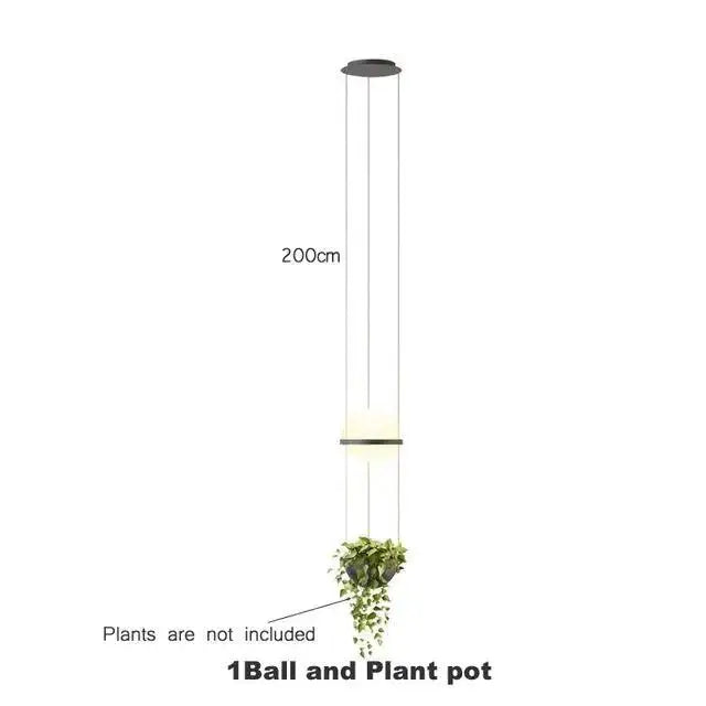 Modern matte black planter light pendant frosted glass dining room