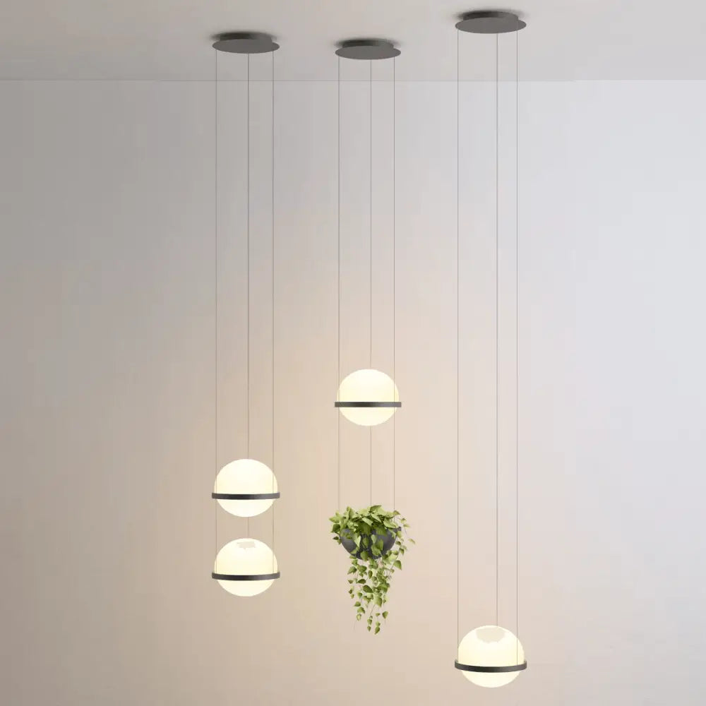 Modern matte black planter light pendant frosted glass dining room