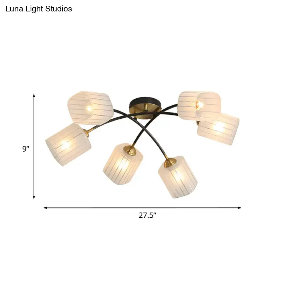 Post modern black & gold frosted glass semi-flush mount living room light
