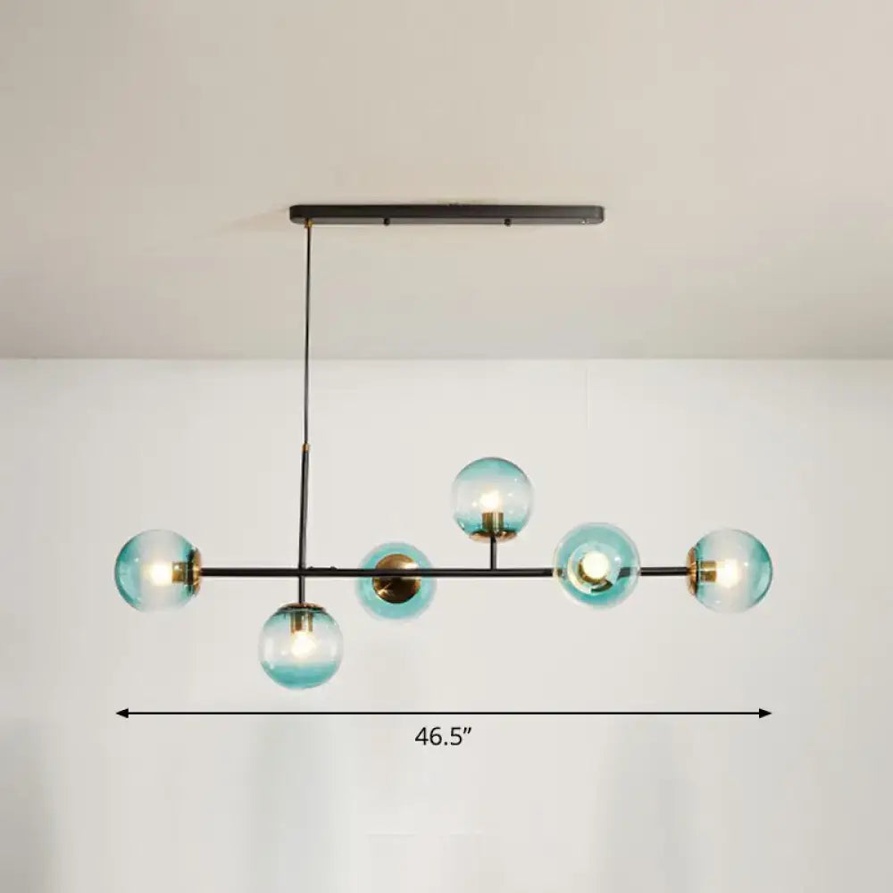 Postmodern black 6-light glass globe chandelier dining room e26 e27 light