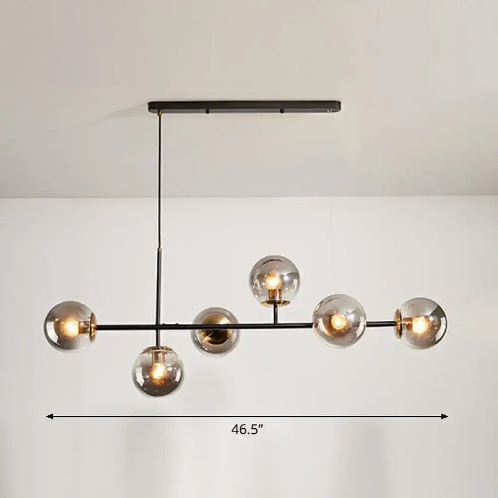 Postmodern black 6-light glass globe chandelier dining room e26 e27 light