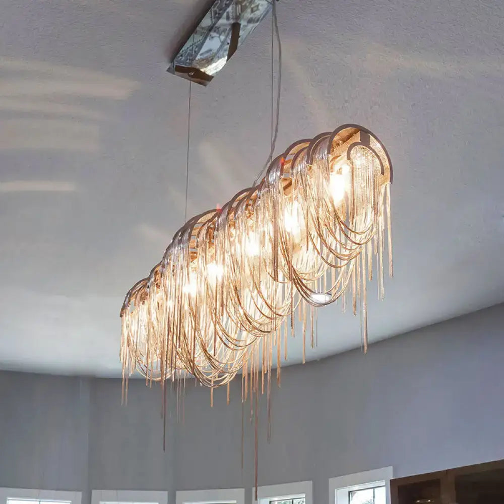 Postmodern gold aluminum tassel pendant lighting dining room ceiling light
