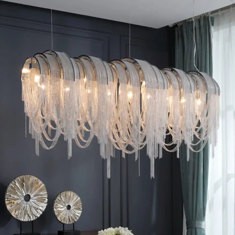 Postmodern gold aluminum tassel pendant lighting dining room ceiling light
