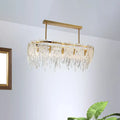 Postmodern gold crystal island pendant light for dining room