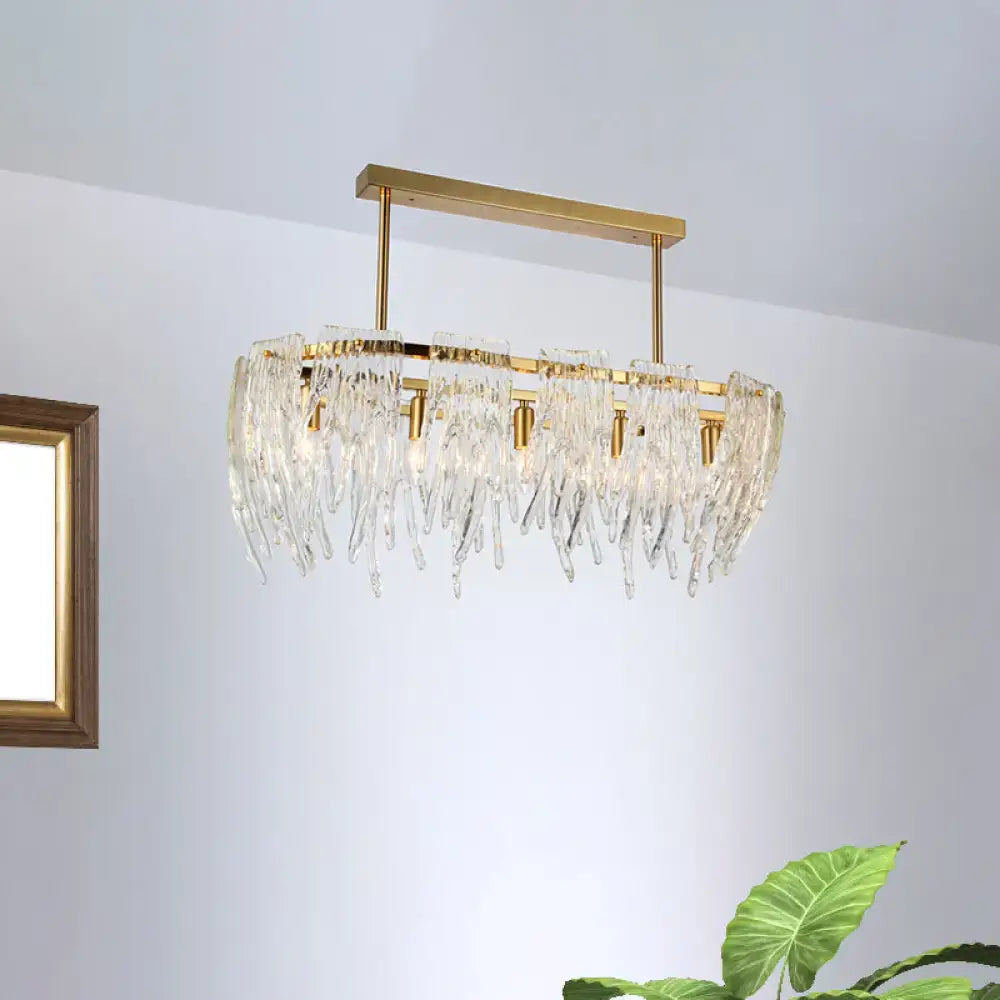 Postmodern gold crystal island pendant light for dining room