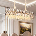 Postmodern clear & smoked crystal island light fixture dining room