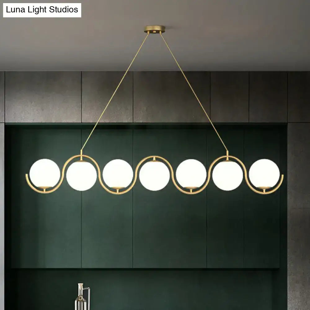 Modern brass glass shade hanging lamp for kitchen island
