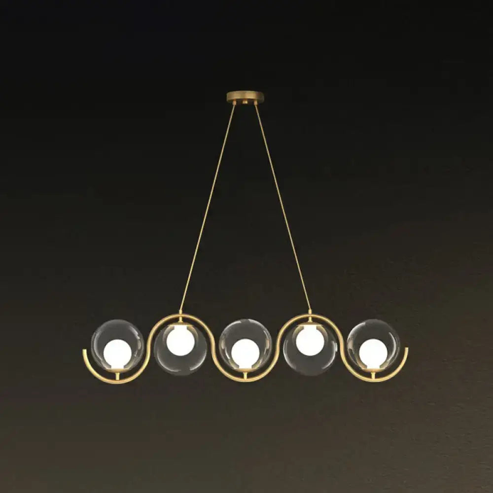 Modern brass glass shade hanging lamp for kitchen island