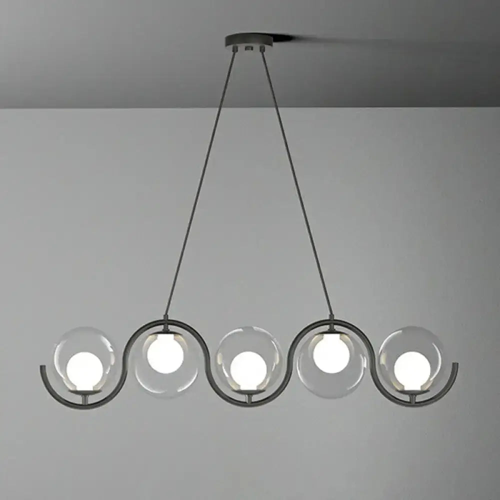 Modern brass glass shade hanging lamp for kitchen island