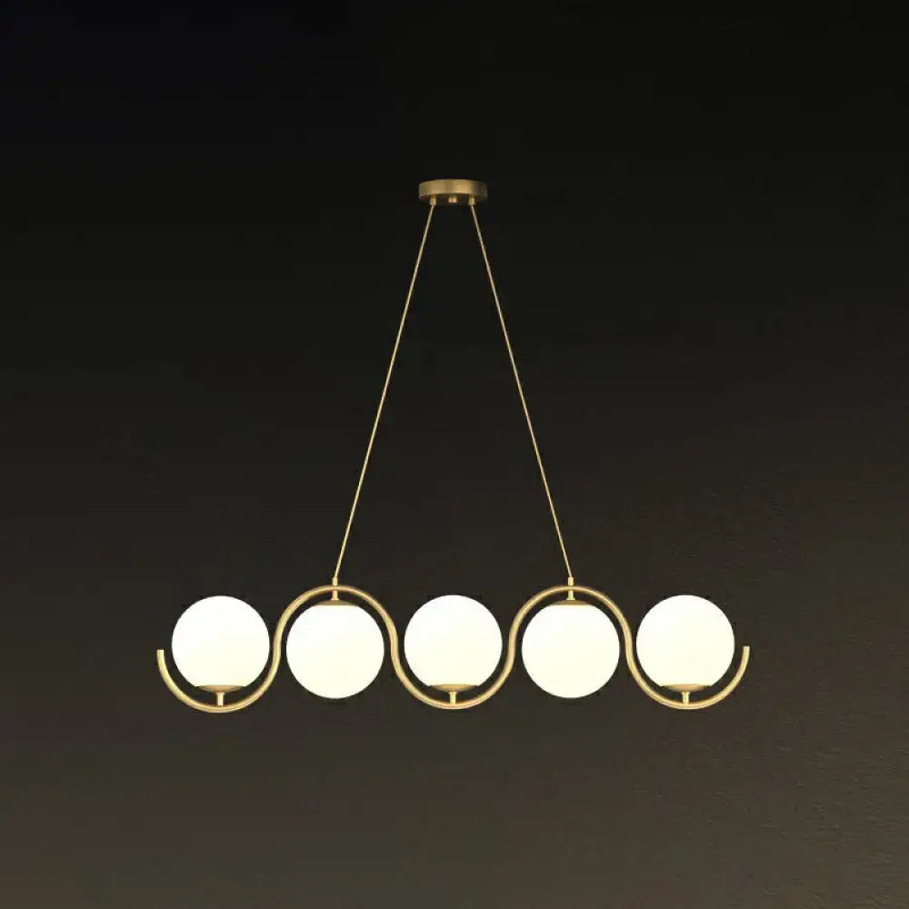 Modern brass glass shade hanging lamp for kitchen island