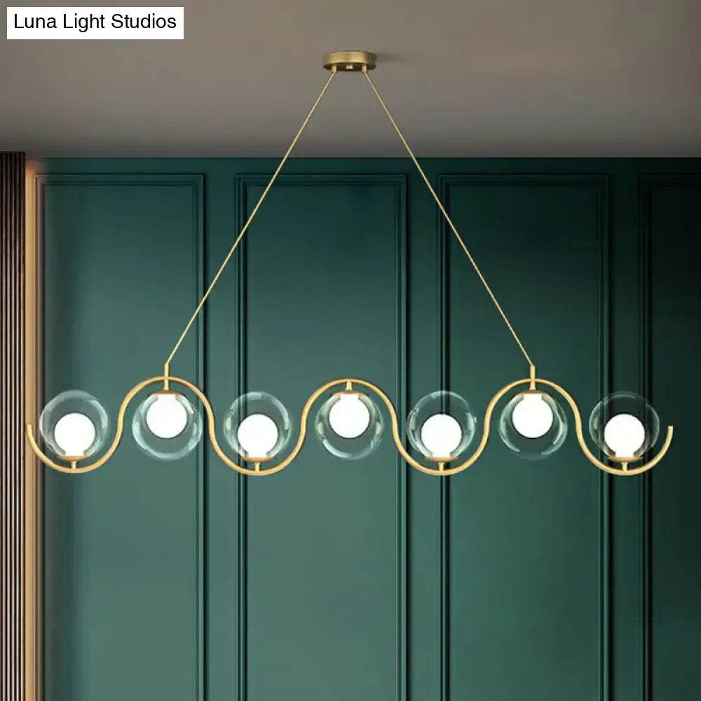Modern brass glass shade hanging lamp for kitchen island
