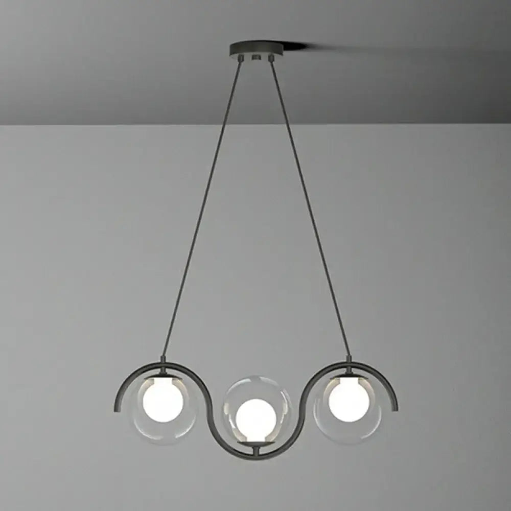 Modern brass glass shade hanging lamp for kitchen island