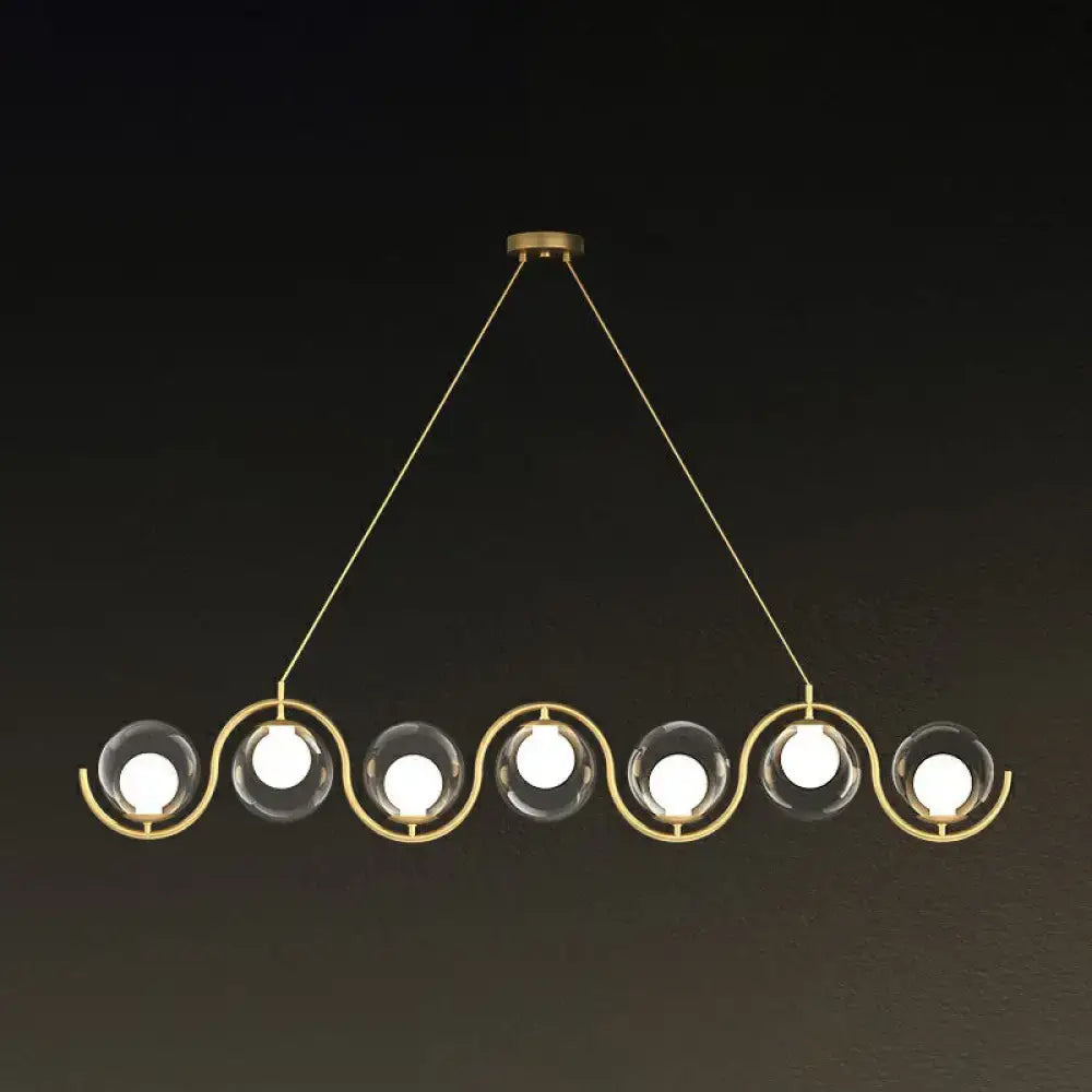Modern brass glass shade hanging lamp for kitchen island