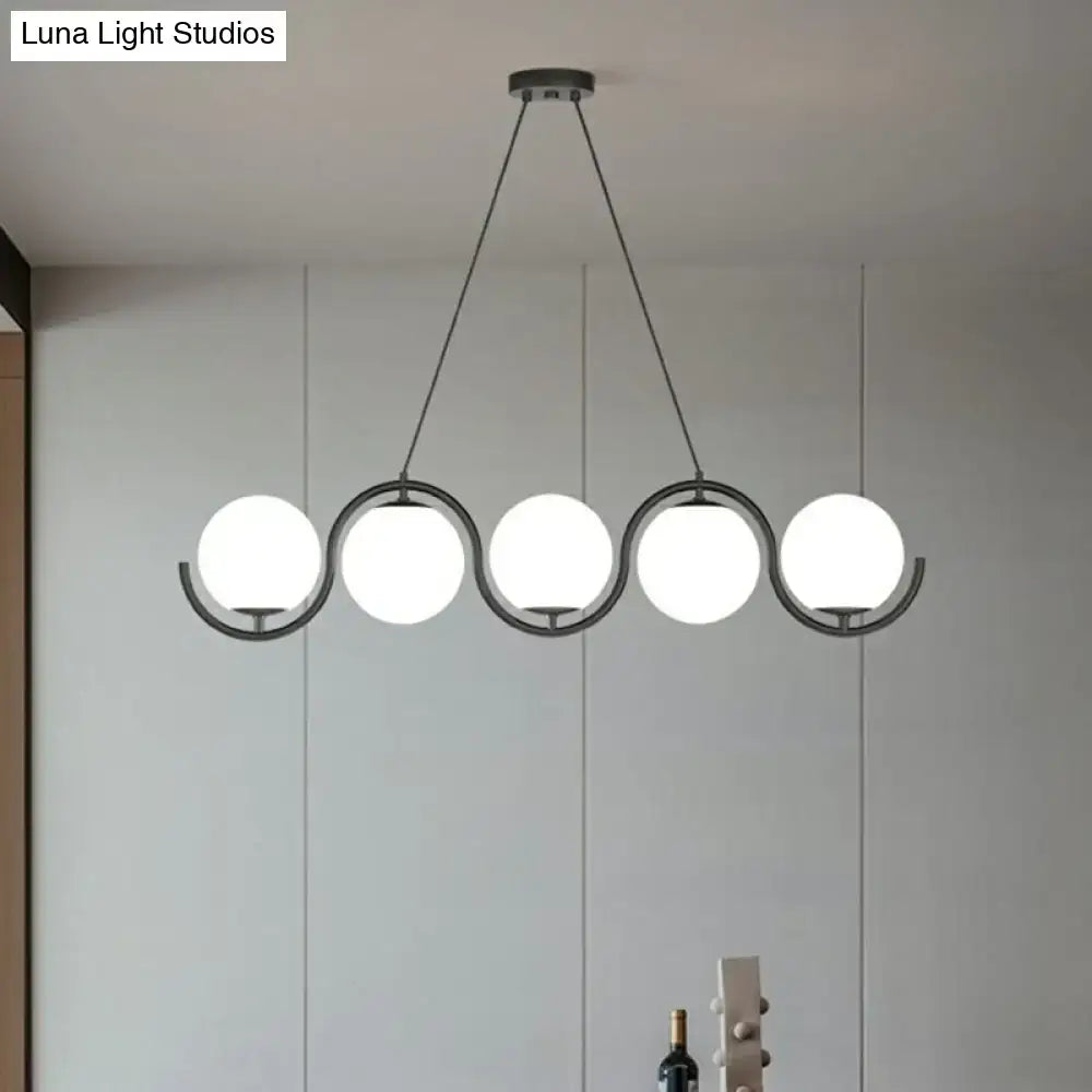 Modern brass glass shade hanging lamp for kitchen island