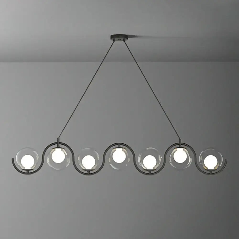 Modern brass glass shade hanging lamp for kitchen island