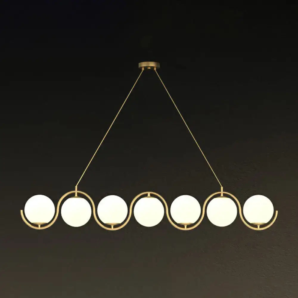 Modern brass glass shade hanging lamp for kitchen island