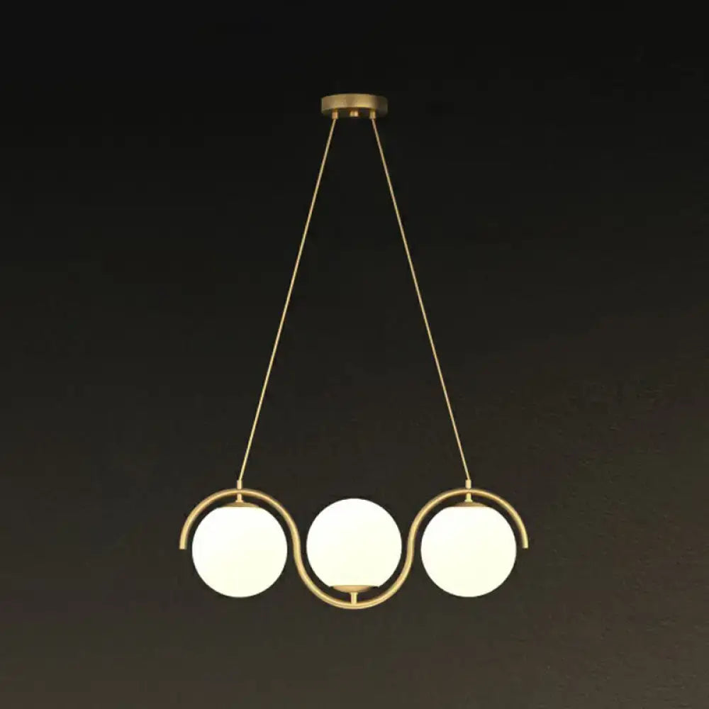Modern brass glass shade hanging lamp for kitchen island
